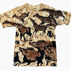 Vintage 1994 Sneaky Tees Safari Animal Print Graphic Tee LG Gilden Heavy Weight